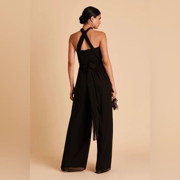 SOLD Birdy Grey Gigi Convertible Black Chiffon Bridesmaid Jumpsuit Size Medium - Picture 12 of 16